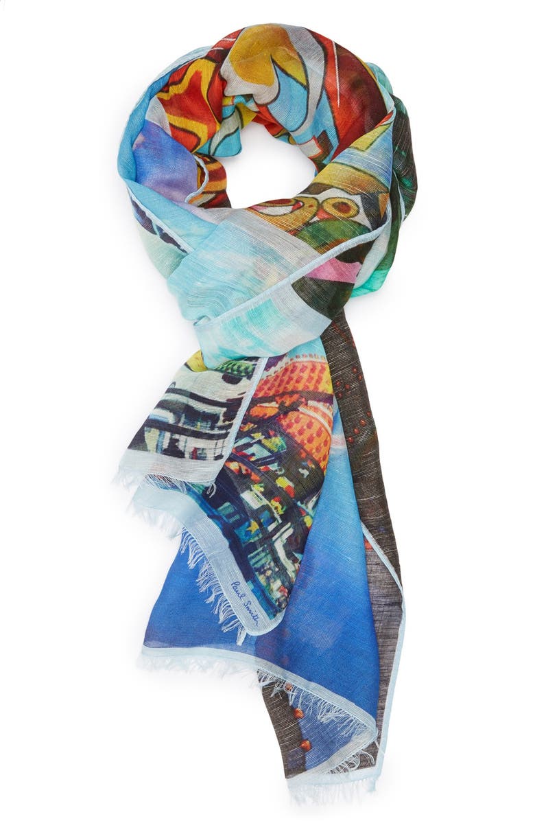 Paul Smith 'Brighton Beach Photo Strip' Print Scarf, Main, color, 