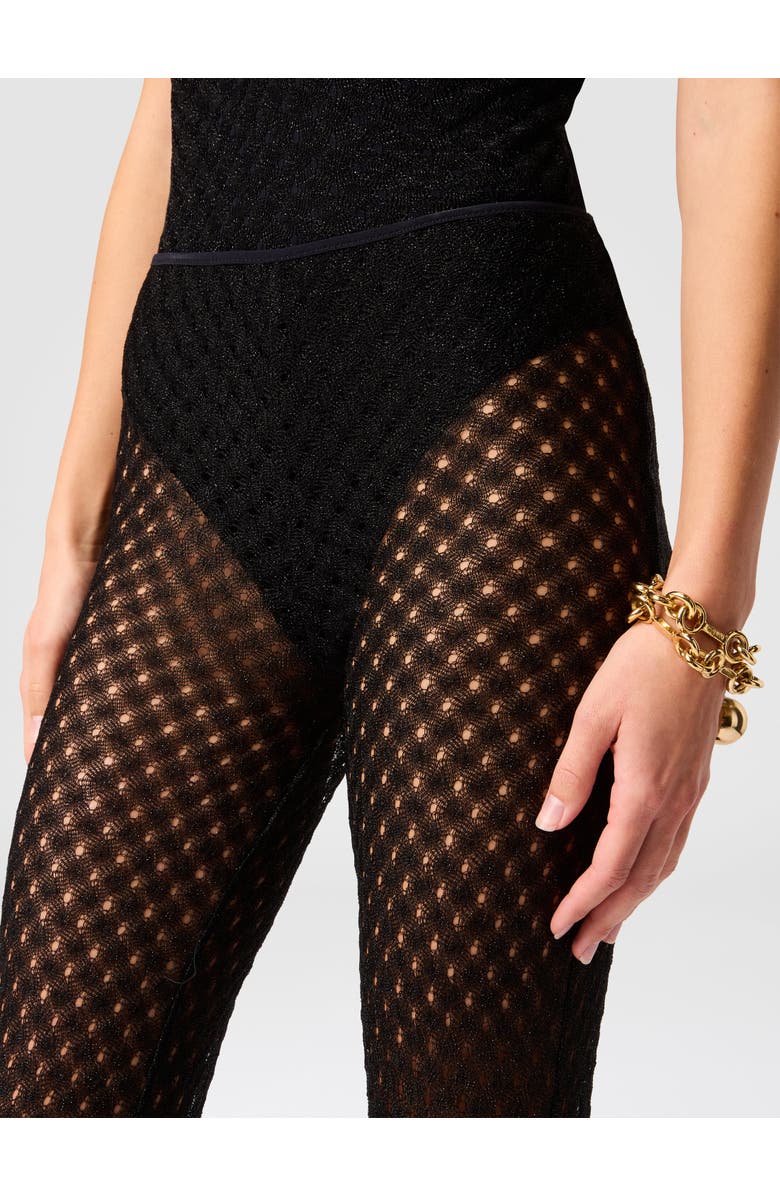 Missoni Flared Trousers In Lamé Viscose With Raschel Workmanship, Alternate, color, Black