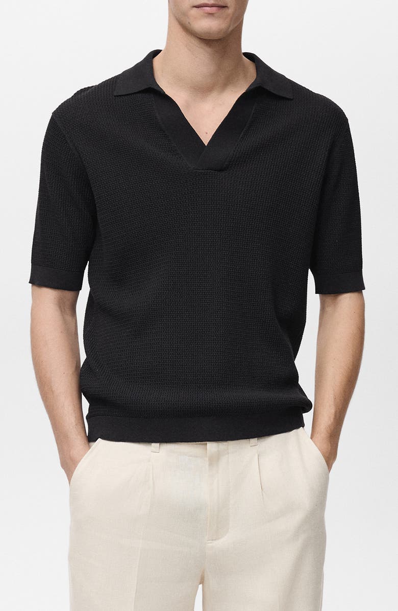 MANGO Structured Fine Knit Polo, Main, color,