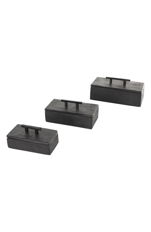 Uma Contemporary Set Of 2 Decorative Marble Boxes In Black