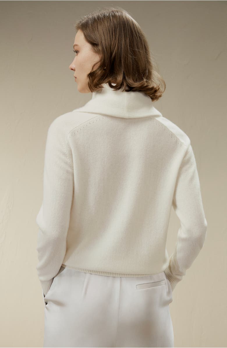 Lilysilk Cashmere Cowl Neck Sweater, Alternate, color, White