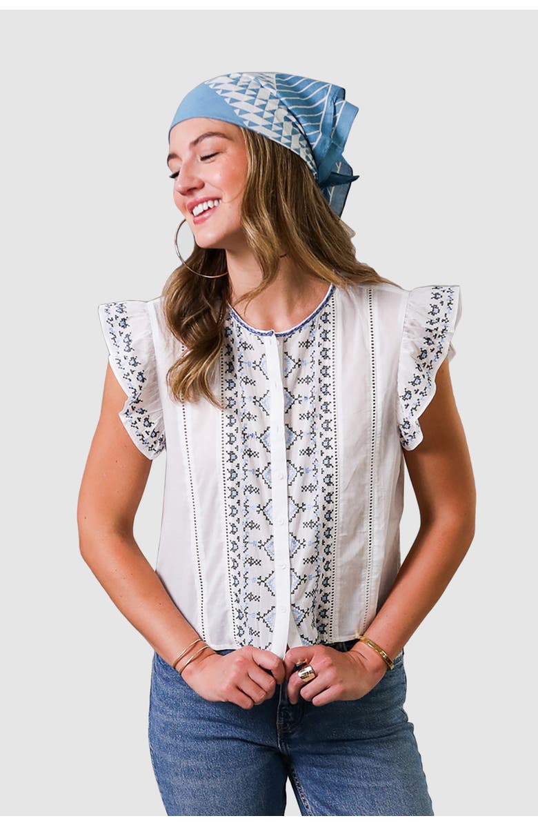 West Of Diana Top, Main, color, Kona Embroidery
