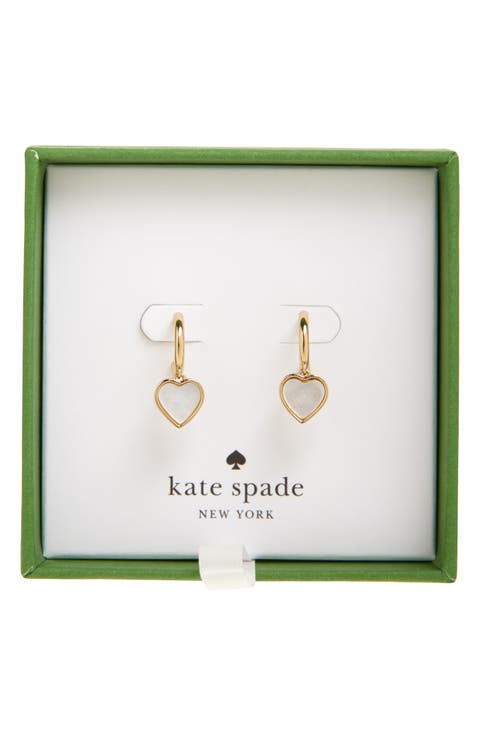 heart drop huggie hoop earrings