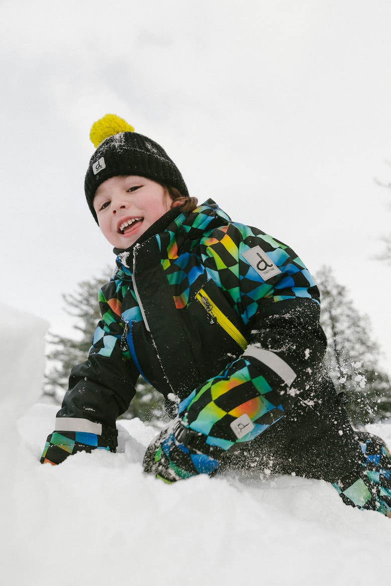 Play Colorblock Jacket & Checkerboard Pants Two Piece Snowsuit, Alternate, color, Green, Yellow & Blue Check