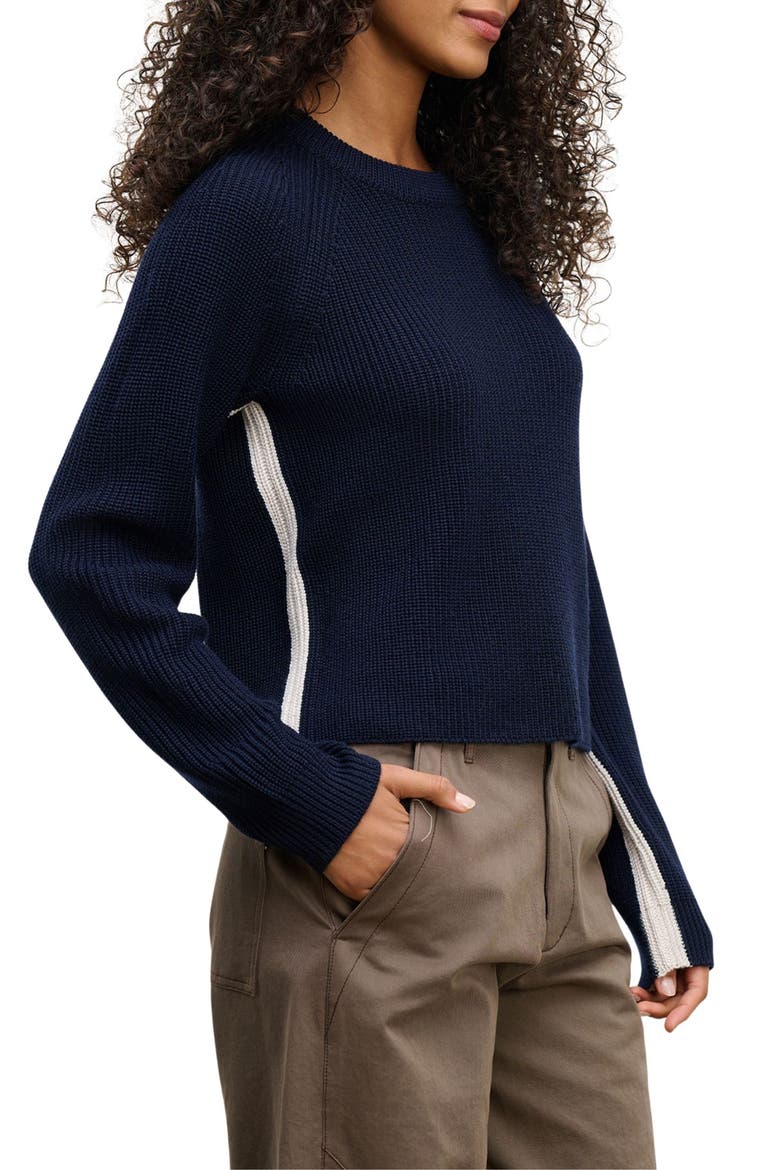 Savannah Crewneck Wool Blend Sweater, Main, color, NVY/ LT GRY