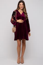 PinkBlush Velvet Floral Long Sleeve Dress