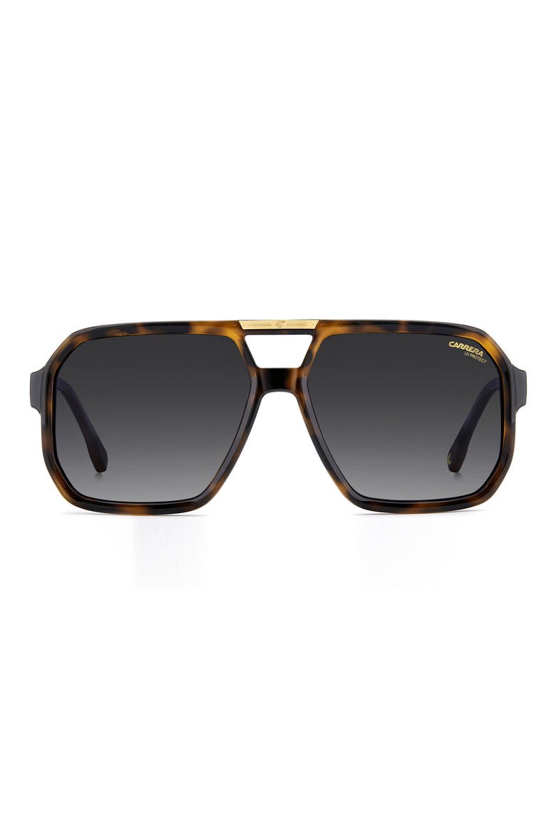 Victory 'C' 60mm Double Bridge Gradient Square Sunglasses, Main, color, HAVANA/ DARK GREY SF