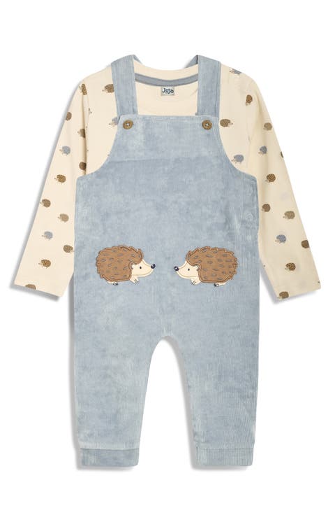 Hedgehog Appliqué Long Sleeve T-Shirt & Overalls Set (Baby)