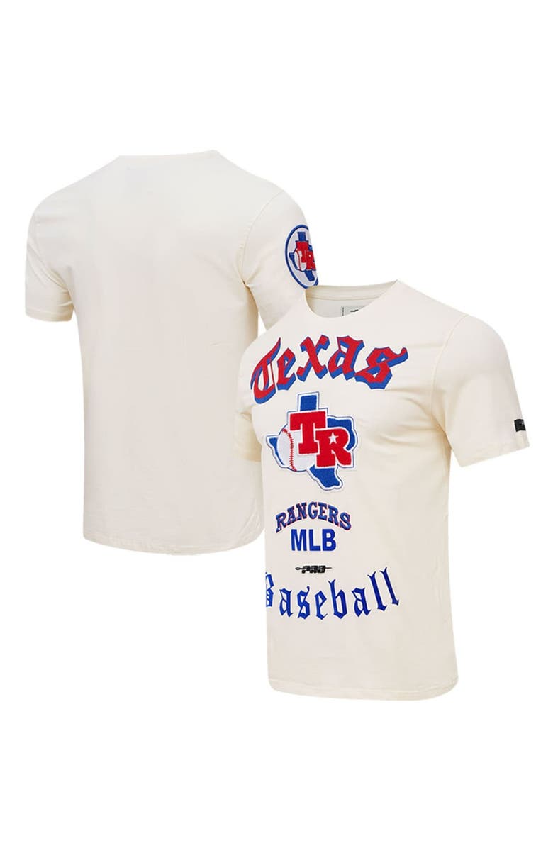 PRO STANDARD Men's Pro Standard Cream Texas Rangers Cooperstown Collection Old English T-Shirt, Alternate, color, Cream