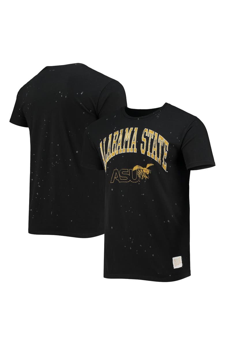 Retro Brand Men's Original Retro Brand Black Alabama State Hornets Bleach Splatter T-Shirt, Main, color, 