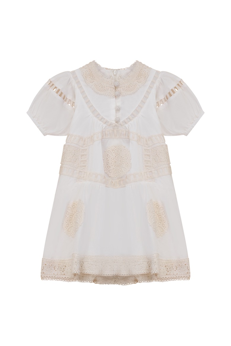 Woven Lace A-Line Dress, Alternate, color, Off White