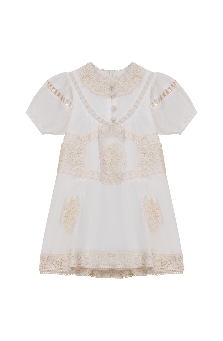 Clô Woven Lace A-Line Dress, Alternate, color, Off White