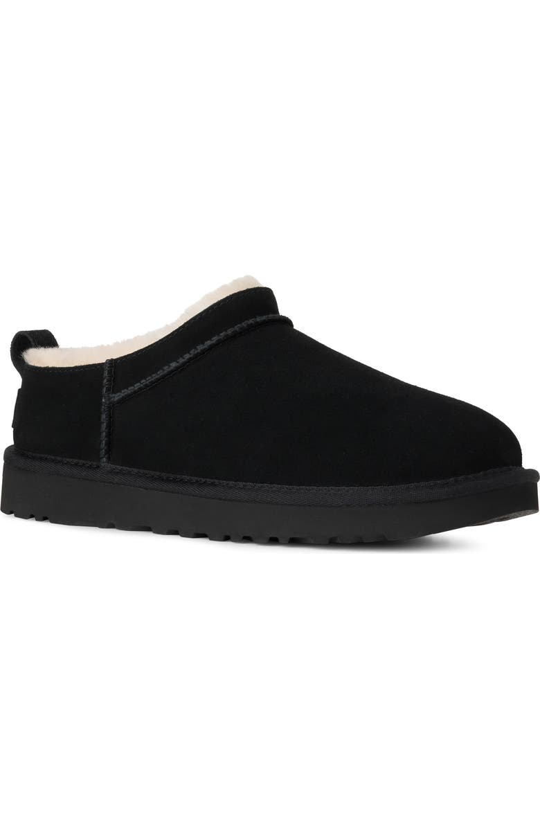 UGG<sup>®</sup> Classic Micro Genuine Shearling Lined Slip-On, Main, color, Black