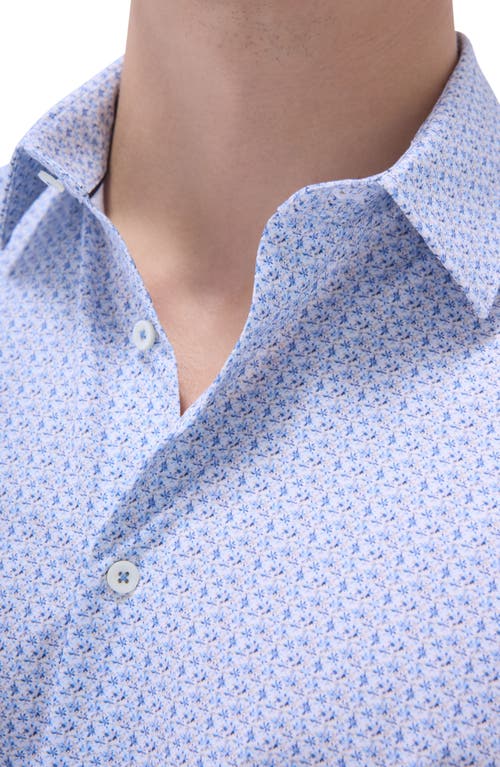 Bugatchi Miles Ooohcotton® Floral Short Sleeve Button-up Shirt In Cobalt