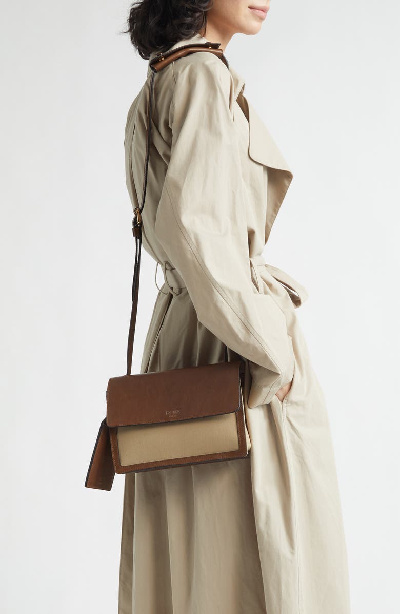 Moschino ID Leather & Canvas Crossbody Bag, Alternate, color, Natural/ Hide 10A Oo9