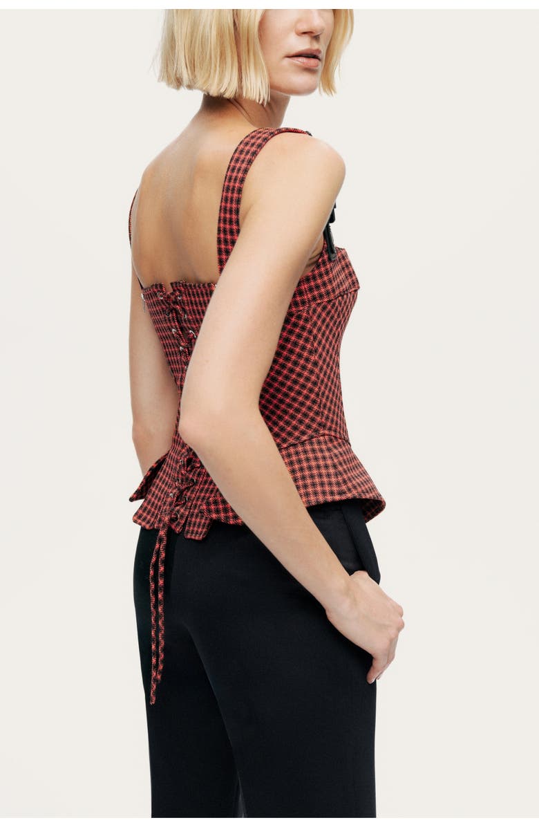 Nocturne Checked Buckle Strap Corset Top, Alternate, color, Multi-Colored