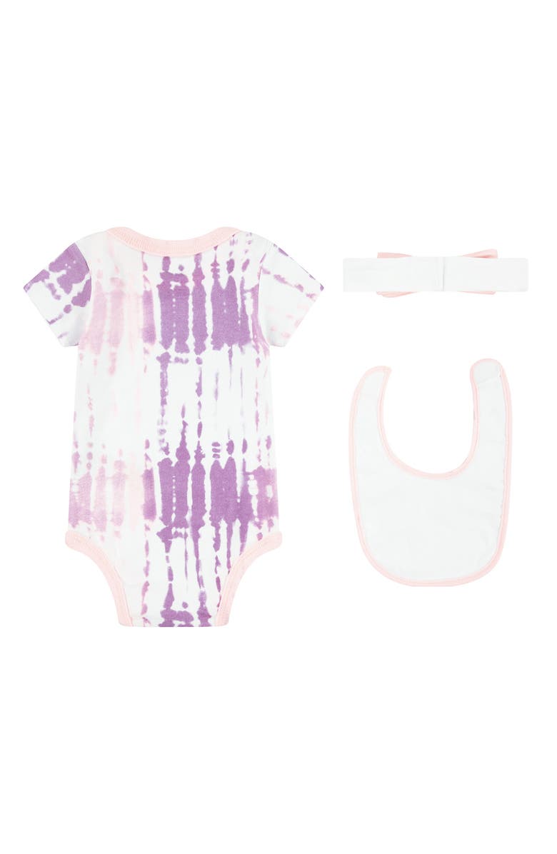 Nike Tie Dye Logo Bodysuit, Headband & Bib Set, Alternate, color, White
