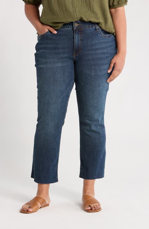 Nikki Raw Hem Kick Flare Jeans (Plus)