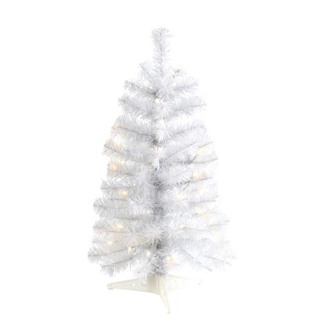 2-ft White Artificial Christmas Tree with 35 LED Lights and 72 Bendable Branches