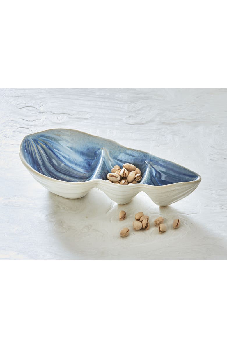 tag Blue Multi Ceramic Conch Shell Divided Serving Platter, Alternate, color, Blue