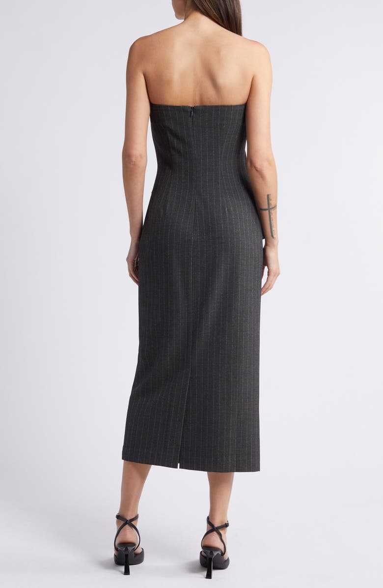 Pinstripe Contrast Trim Midi Dress