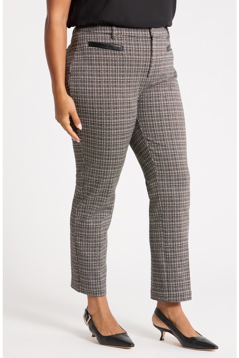 Faux Leather Trim Pants, Alternate, color, BLACK TAN CHECKERED