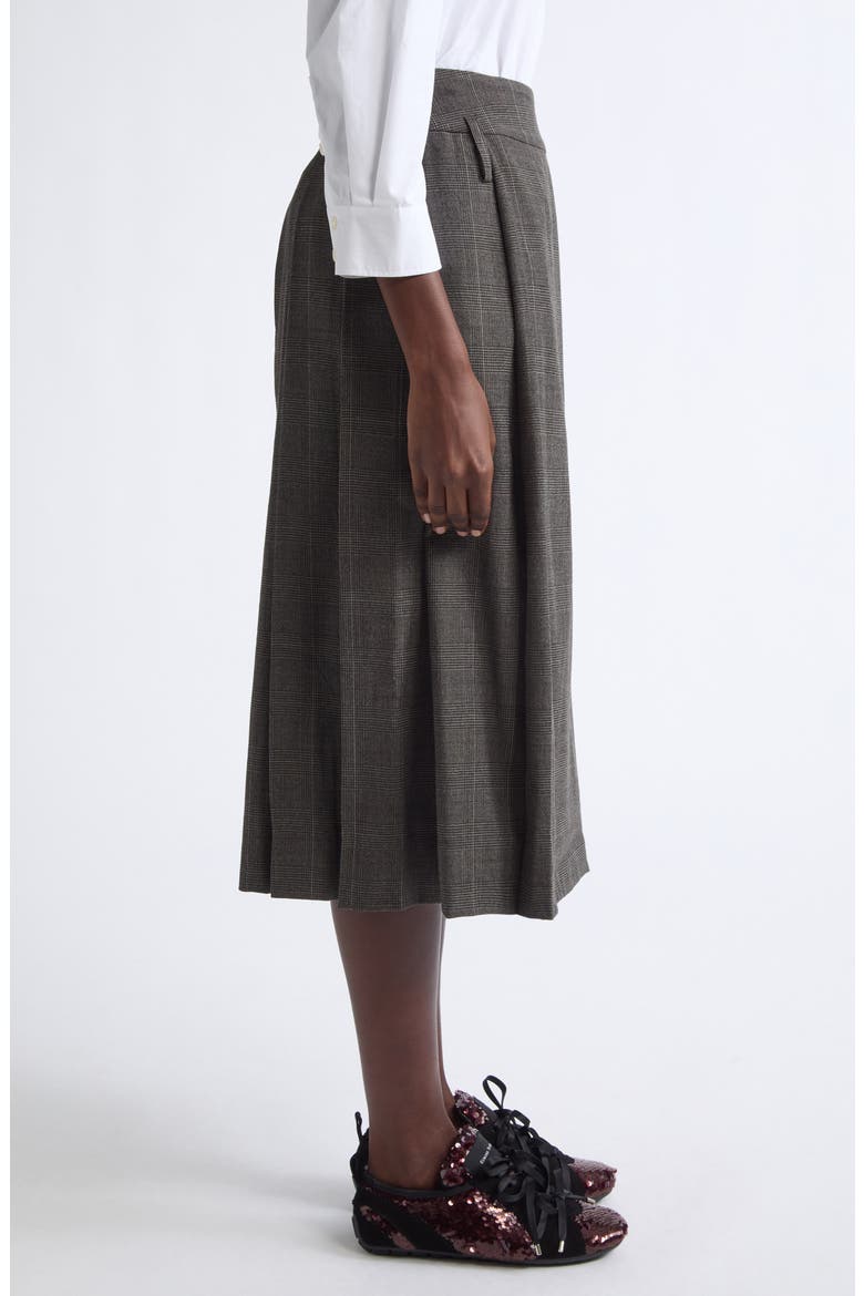 Tailored Clip Kilt Glen Plaid Stretch Wool Midi Skirt, Alternate, color, PEAT