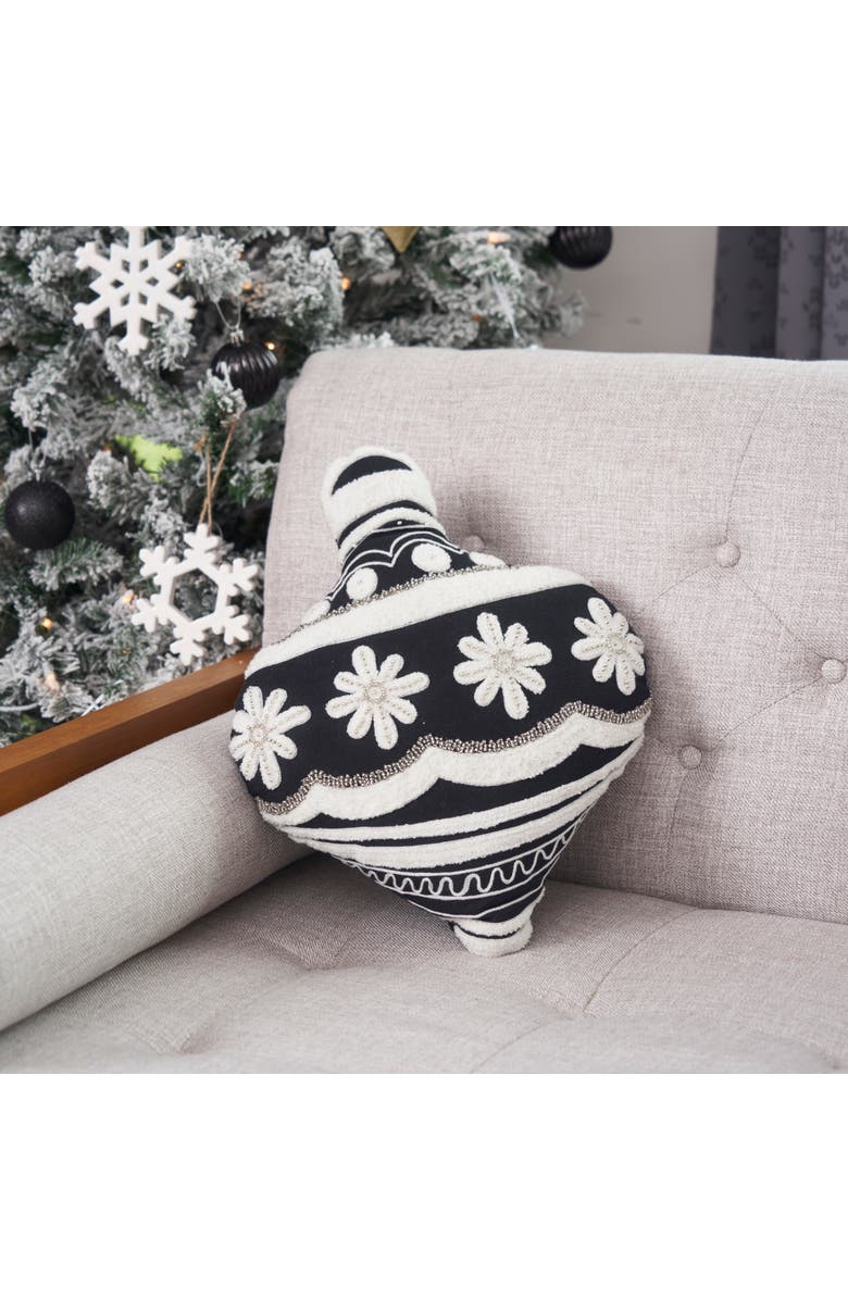 carol & frank Ornament Shaped Throw Pillow, Alternate, color, Black