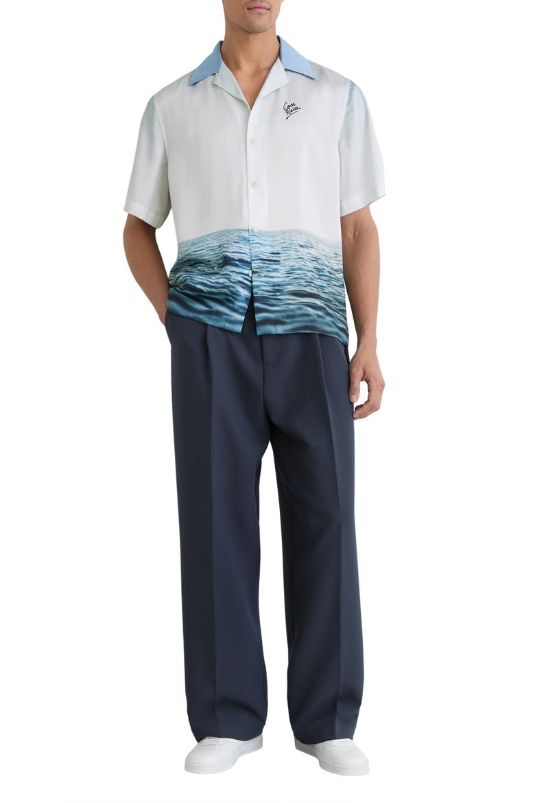 Dive Print Camp Shirt, Alternate, color, SOFT BLUE