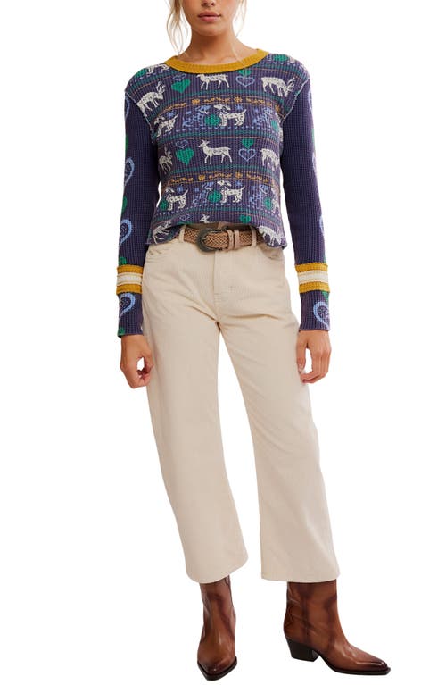 Free People Blissful Layering Long Sleeve T-shirt In Blue