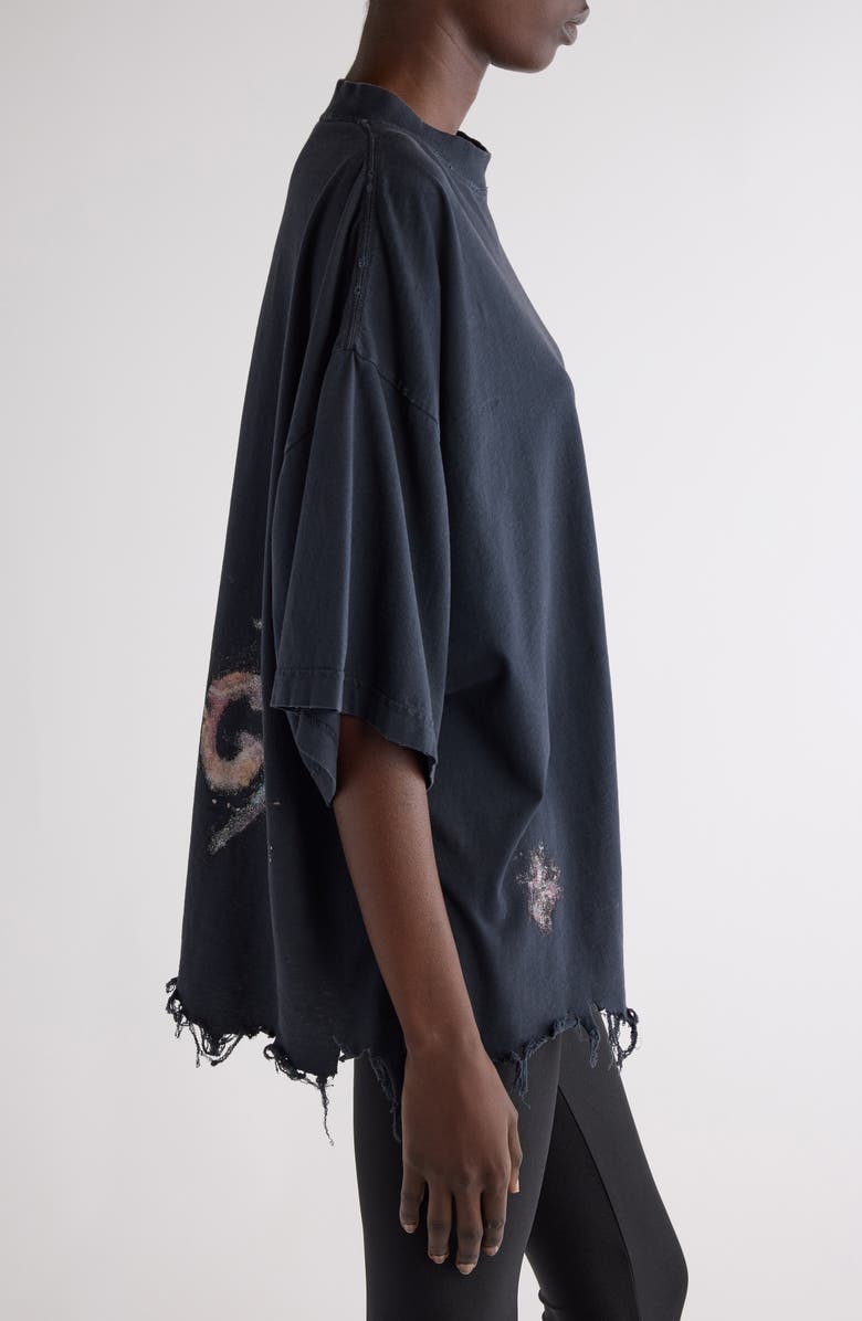 Balenciaga Nail Polish Distressed Crop Logo Graphic T-Shirt, Alternate, color, 