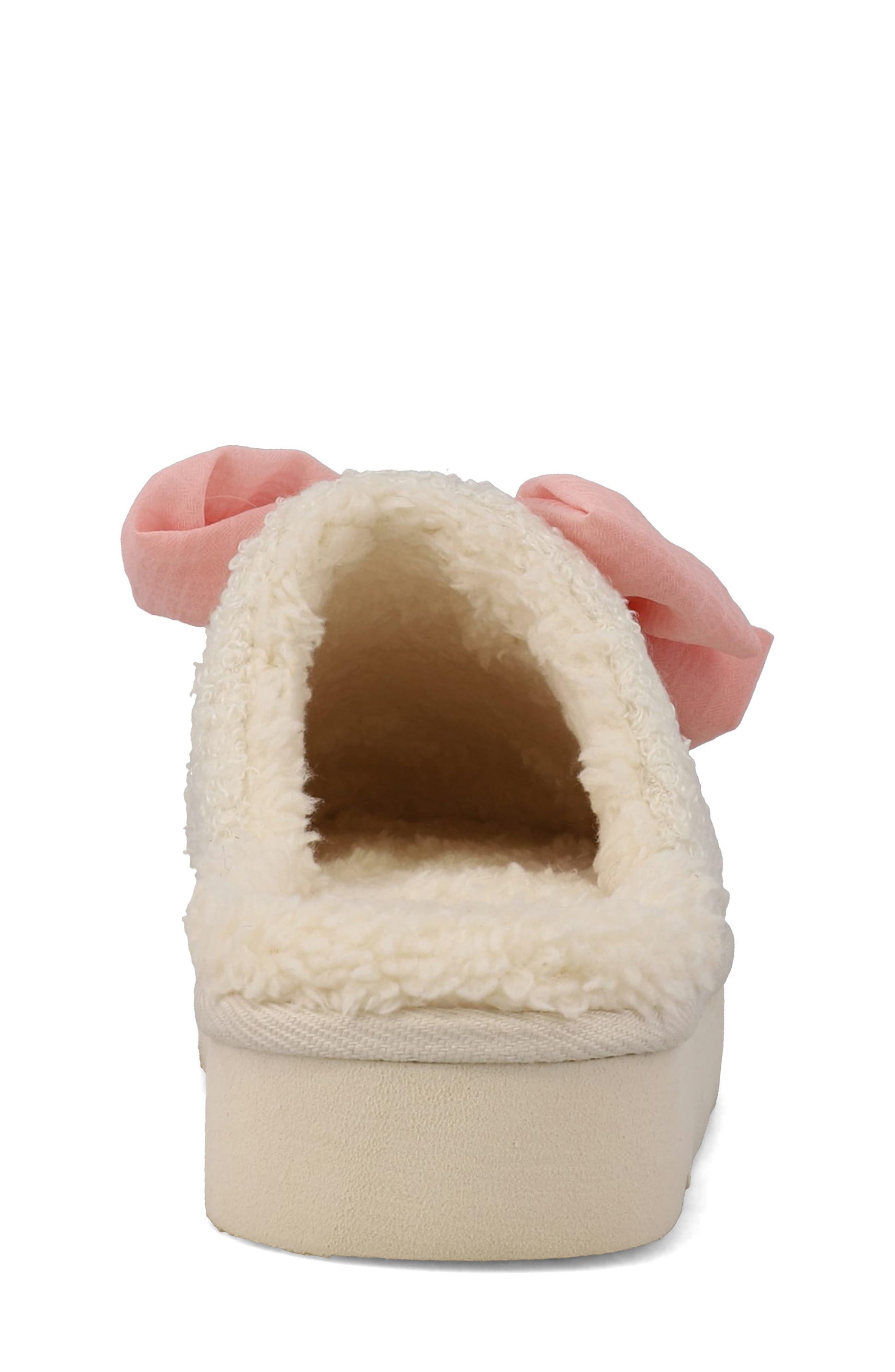 MIA Kids' Kinslee Bow Faux Shearling Slipper, Alternate, color, Cream