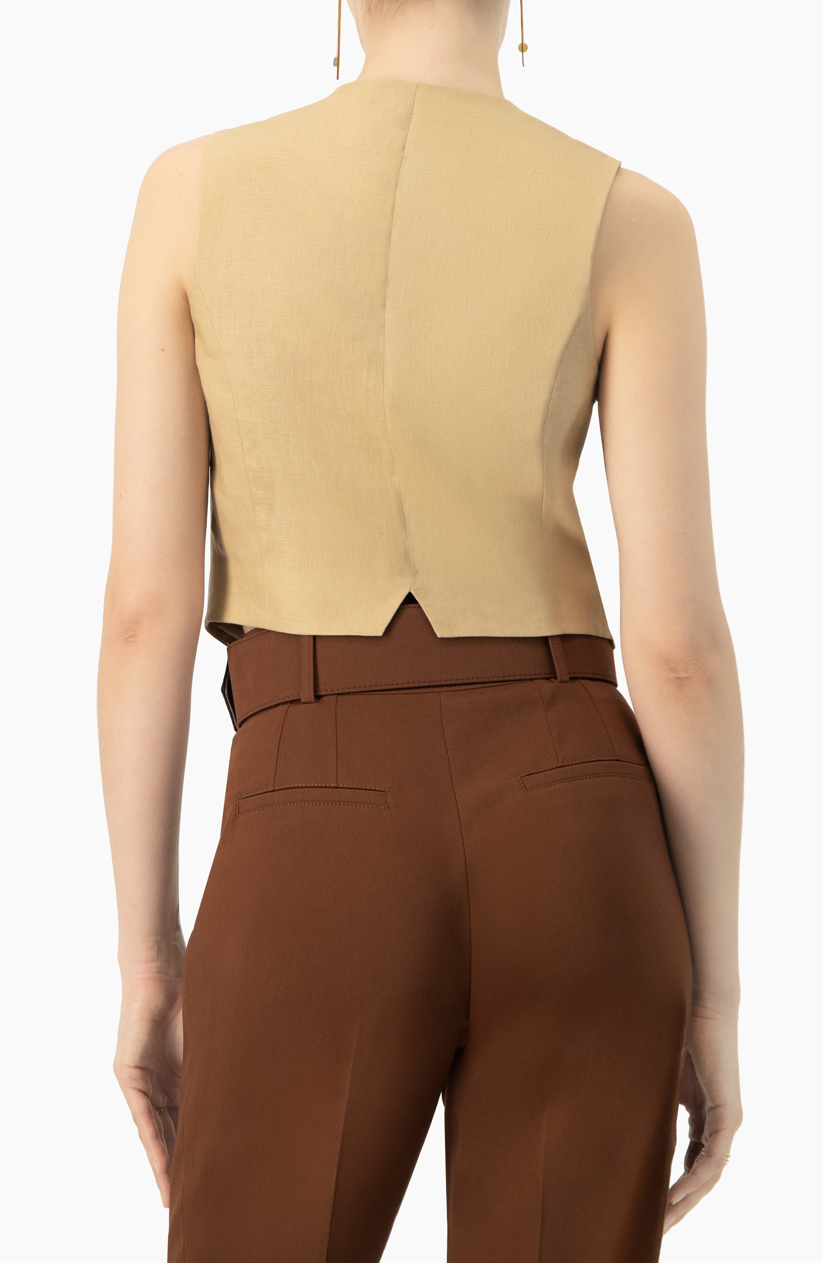 Linen Vest with Faux Pockets - image 2