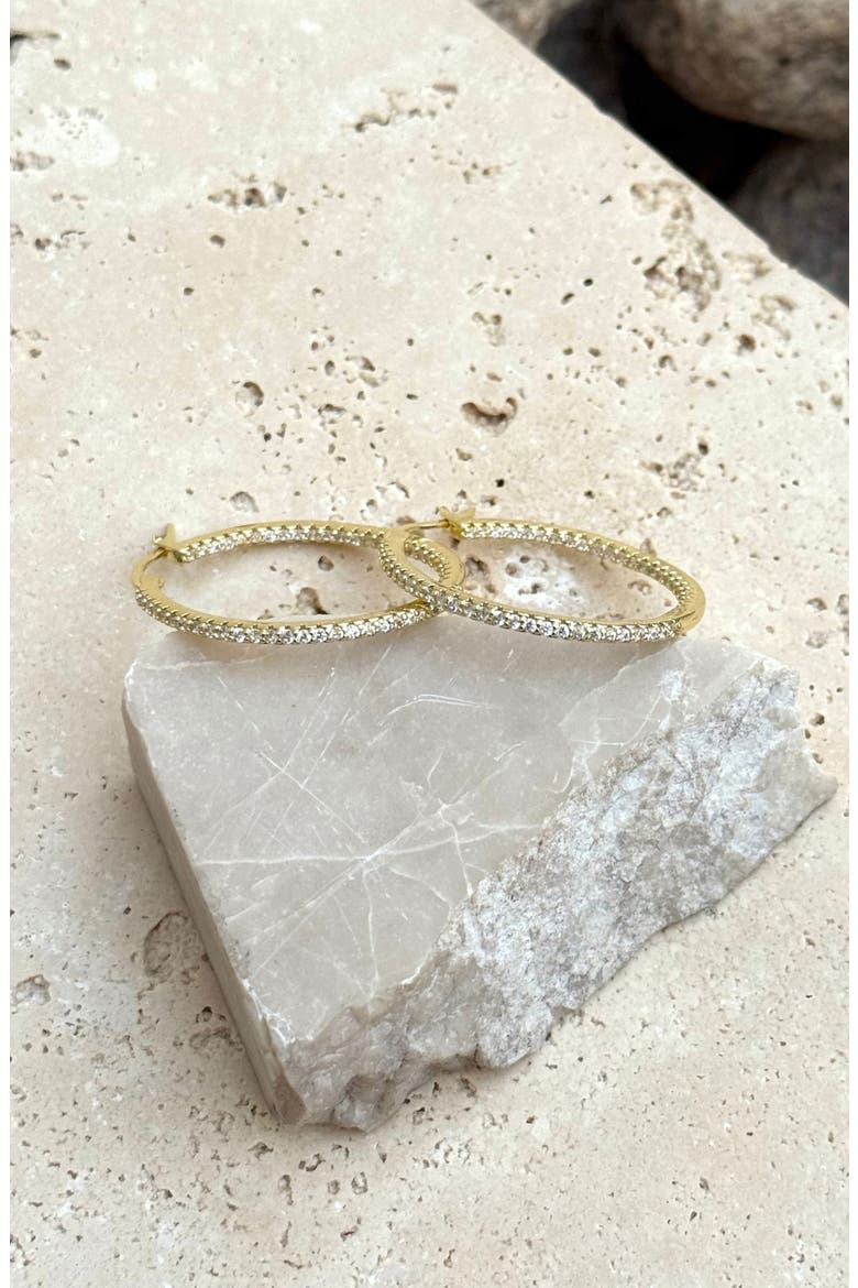 Pavé CZ Infinity Hoop Earrings, Alternate, color, GOLD