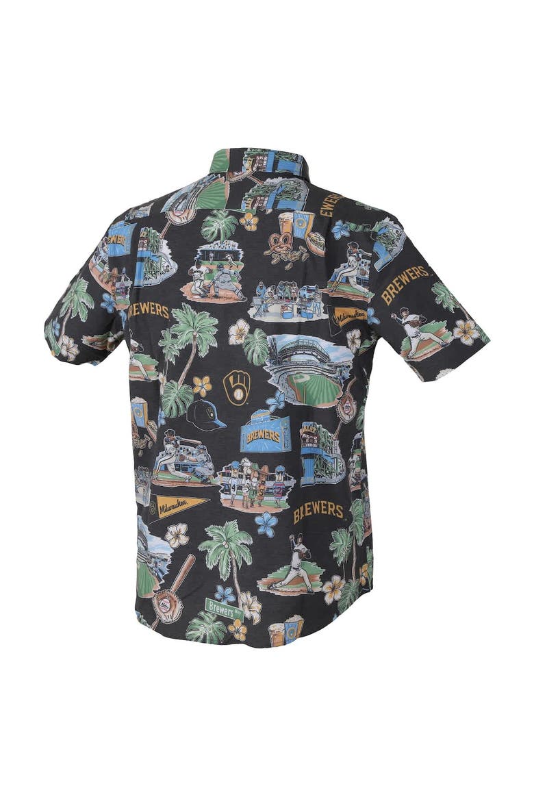 Men's Reyn Spooner  Black Milwaukee Brewers Scenic Tri-Blend Button-Down Shirt, Alternate, color, Black