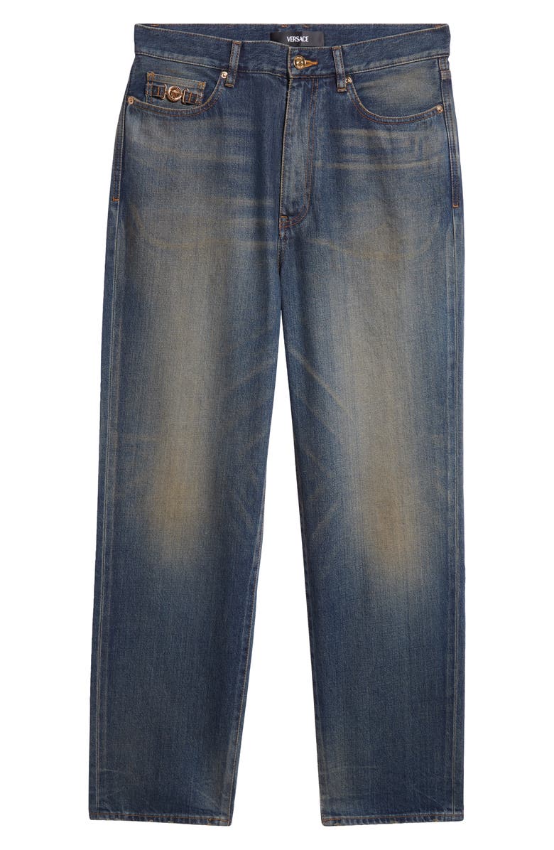 Versace Stop Straight Leg Jeans, Alternate, color, Medium Blue