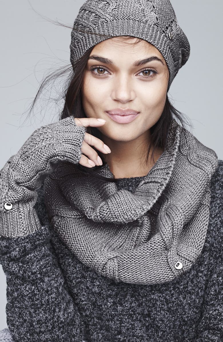 UGG<sup>®</sup> Australia 'Isla' Metallic Knit Fingerless Gloves, Alternate, color, 