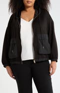 T Tahari Mixed Media Full Zip Hoodie