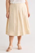 Caslon® Stretch Cotton Poplin Midi Skirt