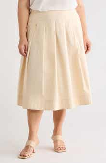 Stretch Cotton Poplin Midi Skirt