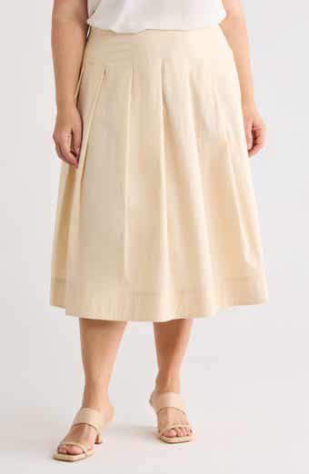 Stretch Cotton Poplin Midi Skirt
