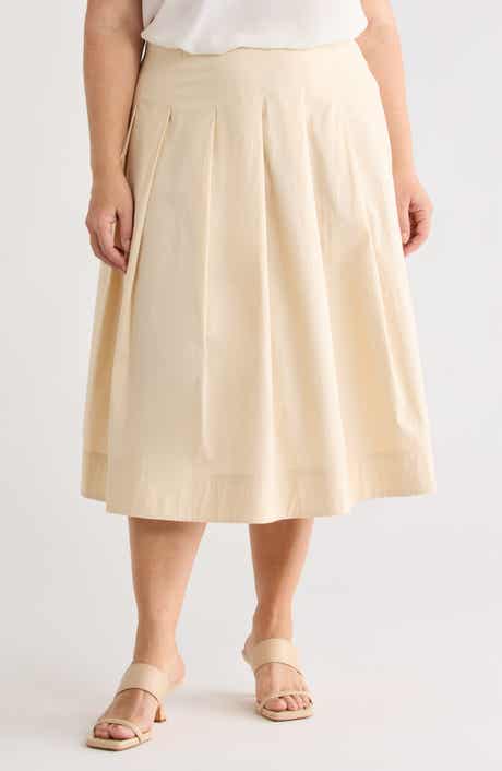 Stretch Cotton Poplin Midi Skirt