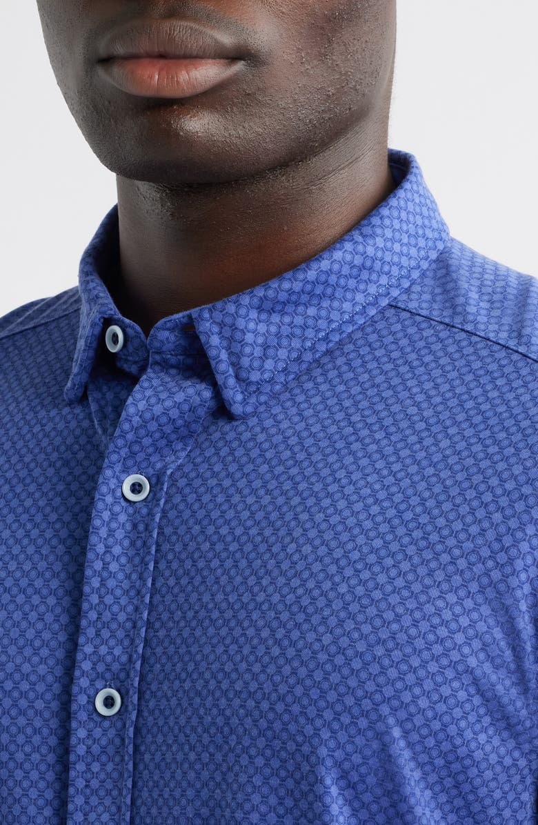 Johnston & Murphy XCFlex Geo Print Short Sleeve Button-Up Shirt, Alternate, color, 
