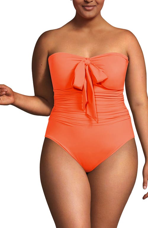 Lands' End Slender Suit Multi-way Bandeau High Leg One Piece Swimsuit In Orange