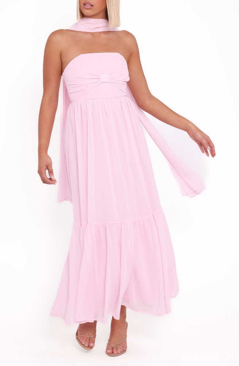 Petal & Pup Celestria Strapless Chiffon Cocktail Dress, Main, color, Pink