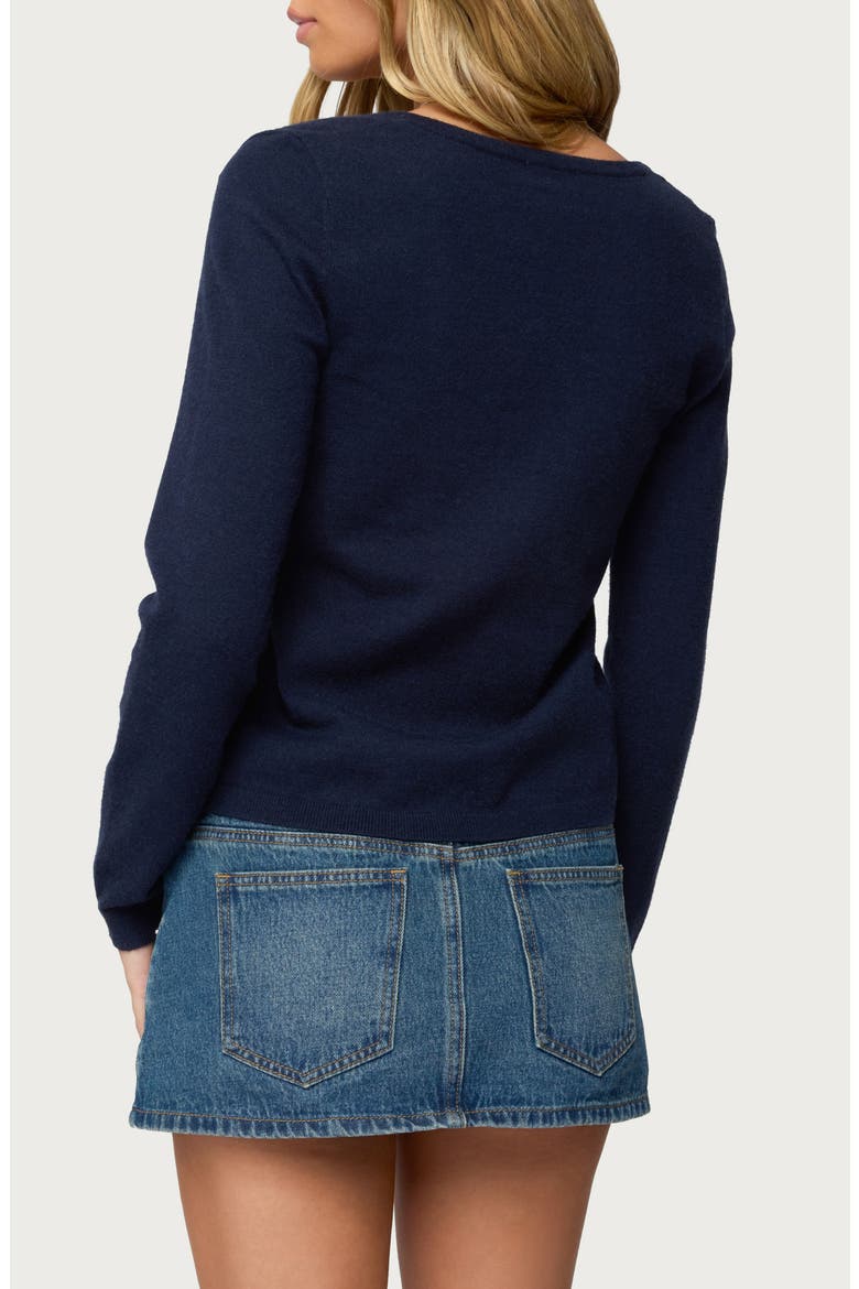 Demi Tie Front Cardigan, Alternate, color, NAVY