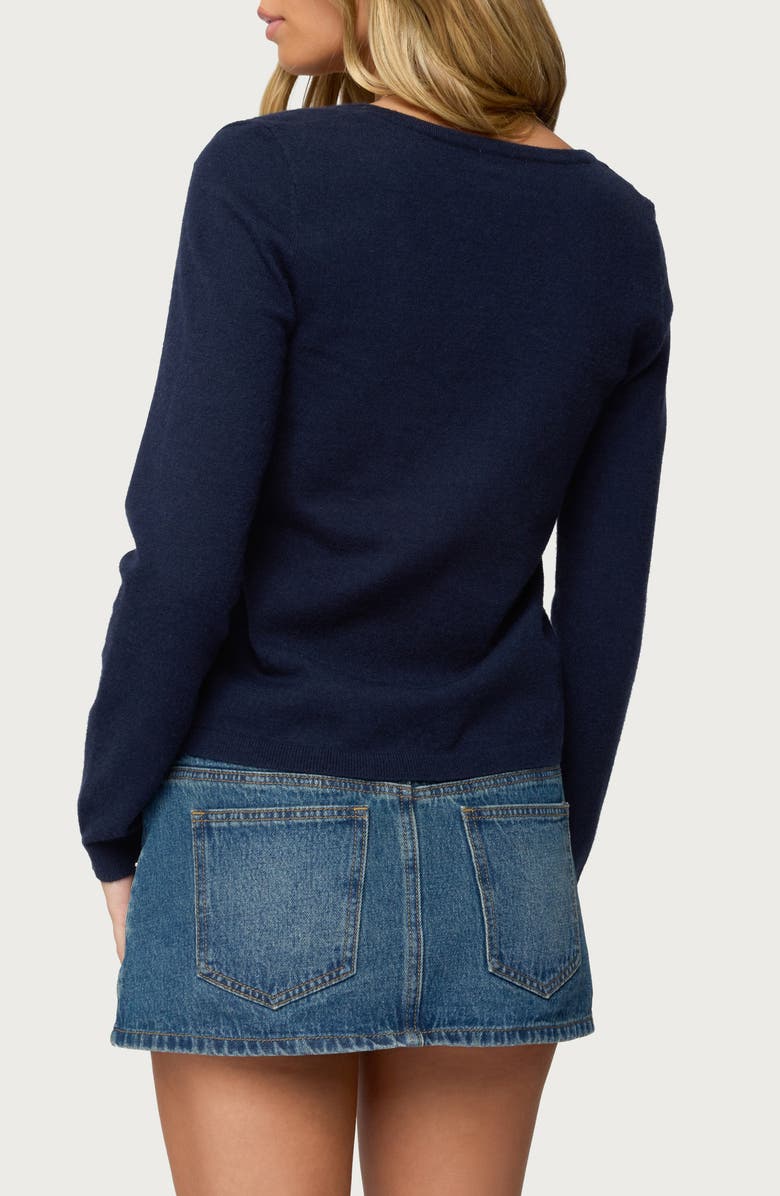 EDIKTED Demi Tie Front Cardigan, Alternate, color, Navy