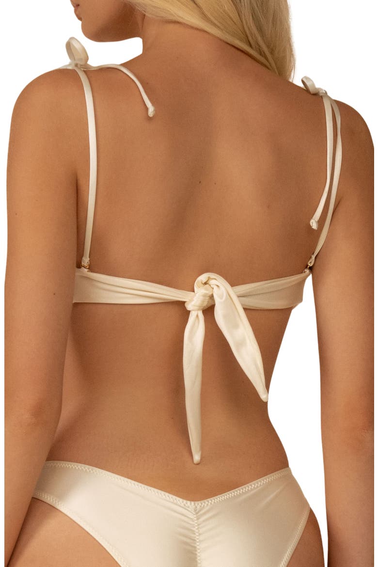 Cream Silkie Tori Ties Bandeau Bikini Top, Alternate, color, CREAM SILKIE