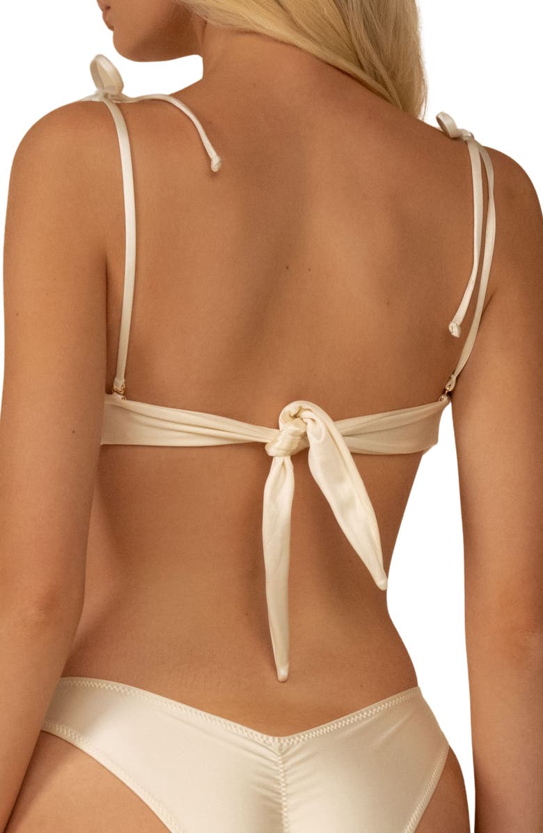 MONTCE Cream Silkie Tori Ties Bandeau Bikini Top, Alternate, color, 