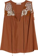 Ramy Brook Adaline Embroidered Sleeveless Top